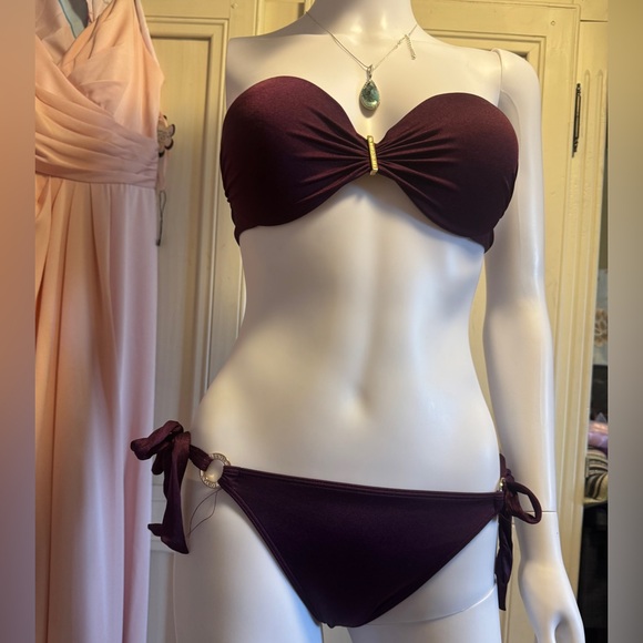 Victoria secret plum strapless bikini bathing suit - Picture 1 of 11
